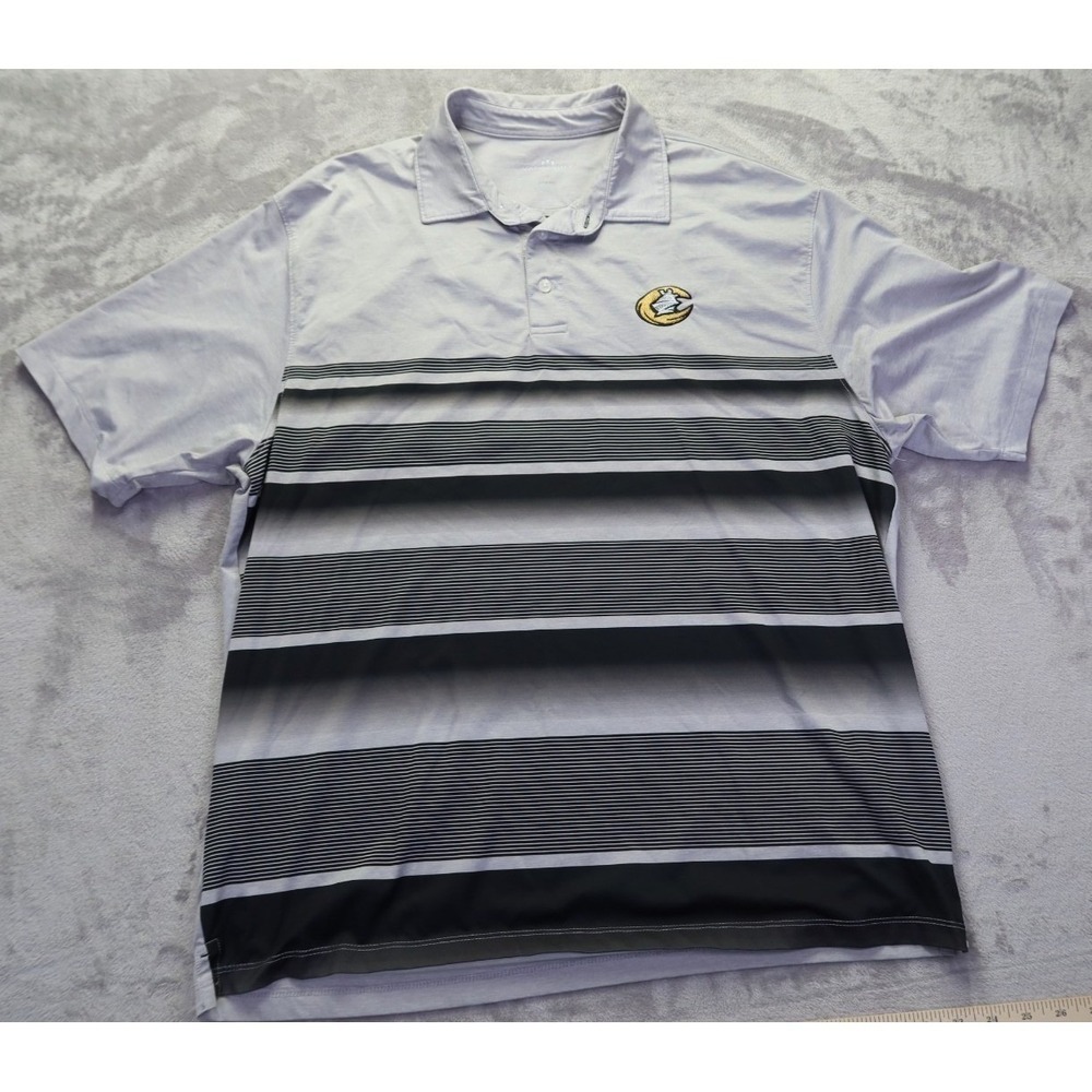 Vansport Mens Grey‎ Black Striped Performance Golf Polo Shirt Size L